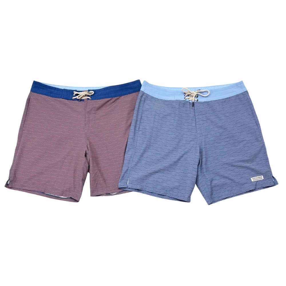 Fair Harbor Swim Trunks Men Size 36 - Lot of 2 - Blue Red Hybrid Swimsuit Casual